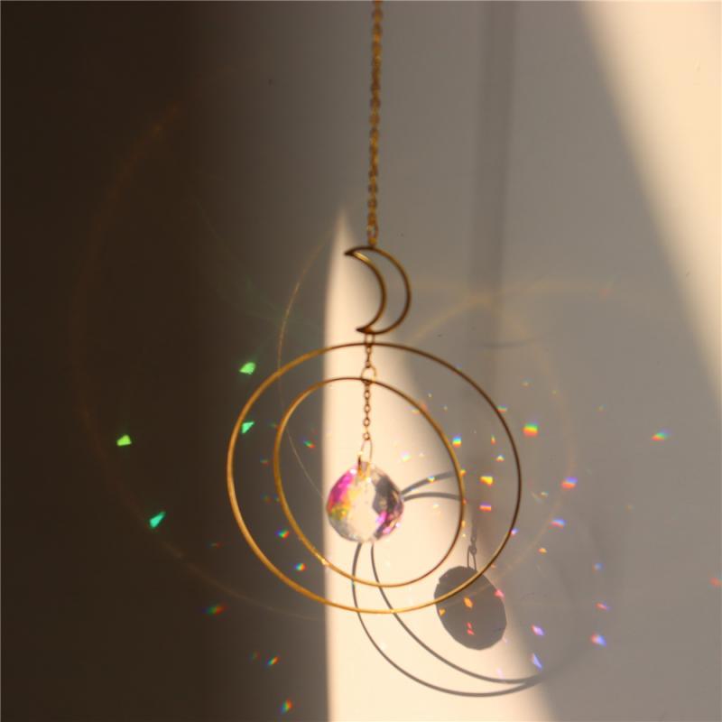 White Sun-catcher Hanging Crystals  Wind Chime Star Moon Crystal Décor with Prism Glasses Pendant Colorful Dream Catcher Indoor Window Rainbow Maker Plated Glass Crafts Hanging Pendant Ornaments Car Home Garden Decor