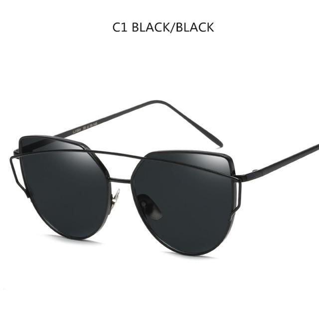 Women Fashion Cat Eye Sunglasses For Women Luxury Design Mirror Lens Vintage Summer Sun Glasses Rose Gold MetalCat Eye Sunglasses for Women Fashion Designer Style