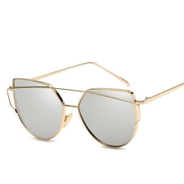 Women Fashion Cat Eye Sunglasses For Women Luxury Design Mirror Lens Vintage Summer Sun Glasses Rose Gold MetalCat Eye Sunglasses for Women Fashion Designer Style