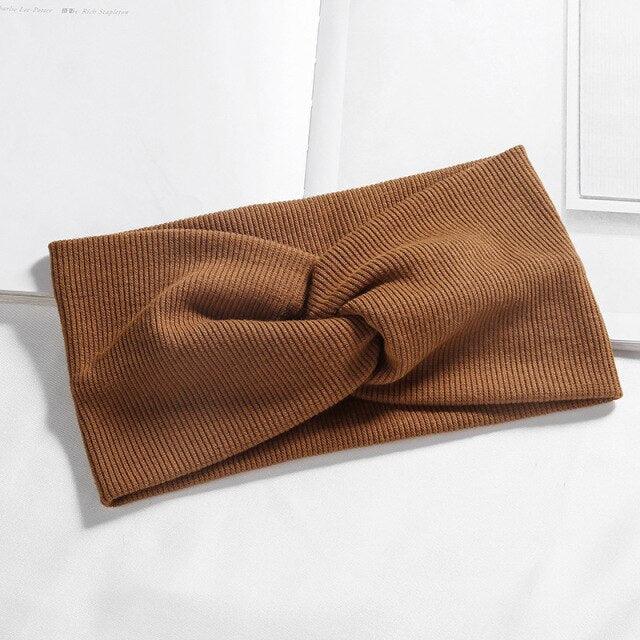 Women Girls Solid Color Hair Bands Knitted Cotton Headbands Vintage Cross Turban Bandage Bandanas HairBands Hair Accessories