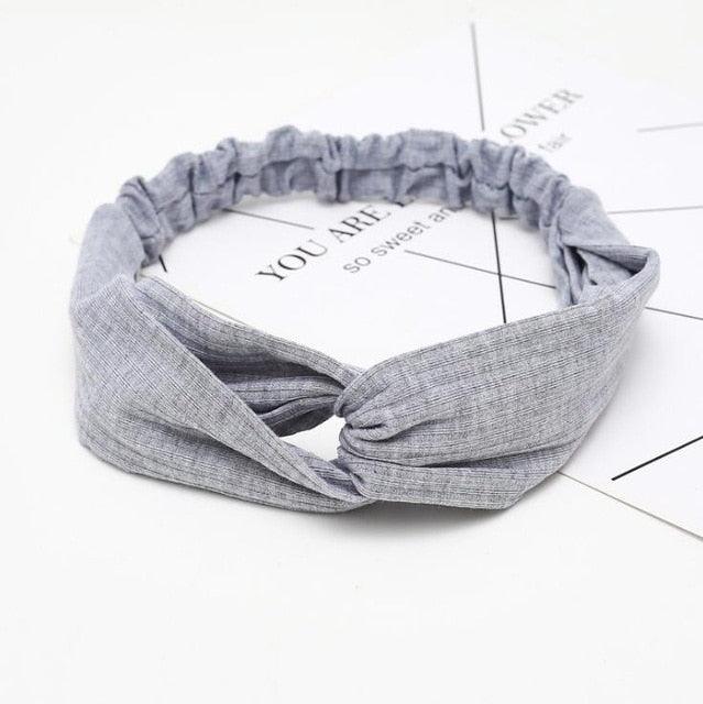 Women Girls Solid Color Hair Bands Knitted Cotton Headbands Vintage Cross Turban Bandage Bandanas HairBands Hair Accessories