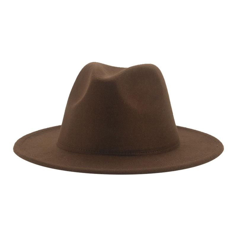 Women Luxury Fedora Hat Women Fedora Hat Women Solid Wide Brim Winter Men Hat Retro Wide Autumn Unique Style Men Hat Vintage Brown Formal Wedding Fedora Hats