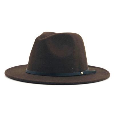 Women Men Wool Vintage Black Fedora Hat With Wide Unique Fedora Hats With Belt Buckle For Men Women Brim Gentleman Elegant Lady Winter Autumn Soft Caps