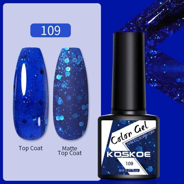 Womens Glossy Colorful 8ml Nail Gel Polish Permanent UV LED Summer Winter High Quality Fashion Design