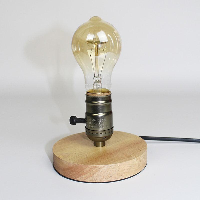Wooden Aluminum Table Lamp  Retro Loft Desk Edison Bulb 110V/220V  Night Light Office lamp Bedroom/Living Room/Cafe Lamp Decorative Table Lamp Cute Study Lamps for Bedroom Décor