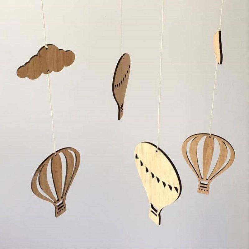 Wooden Hot Air Balloon Outdoor Wind Chime Hanging Wall Ornaments Baby Bed Bell Nordic Style Kids Room Decoration Nursery Photo Props Wind Bell Memorial Wind Chimes Best Gift Chimes Decor For Garden Patio Porch Outdoor