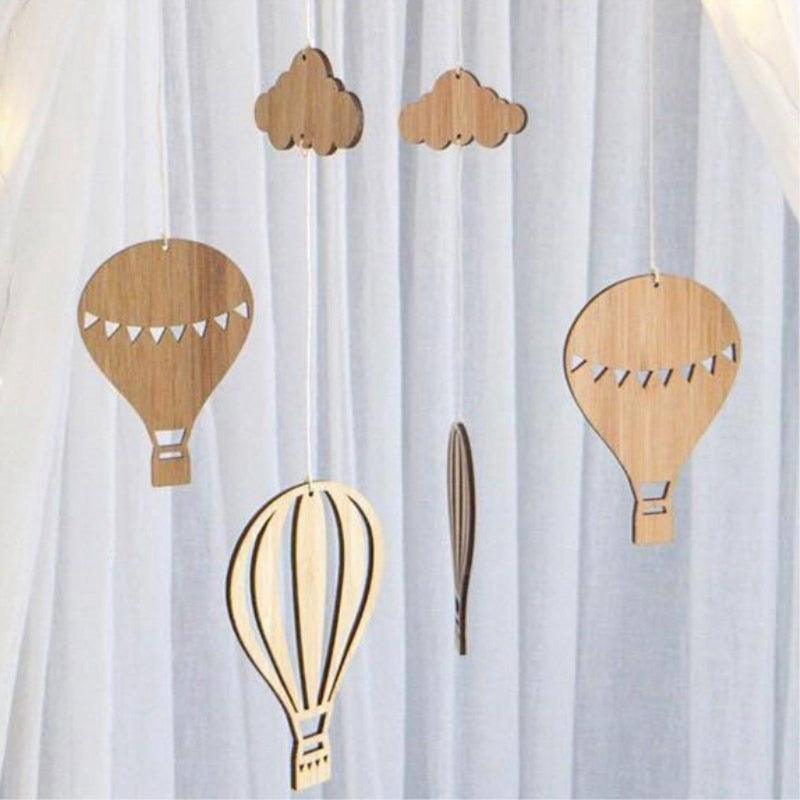 Wooden Hot Air Balloon Outdoor Wind Chime Hanging Wall Ornaments Baby Bed Bell Nordic Style Kids Room Decoration Nursery Photo Props Wind Bell Memorial Wind Chimes Best Gift Chimes Decor For Garden Patio Porch Outdoor