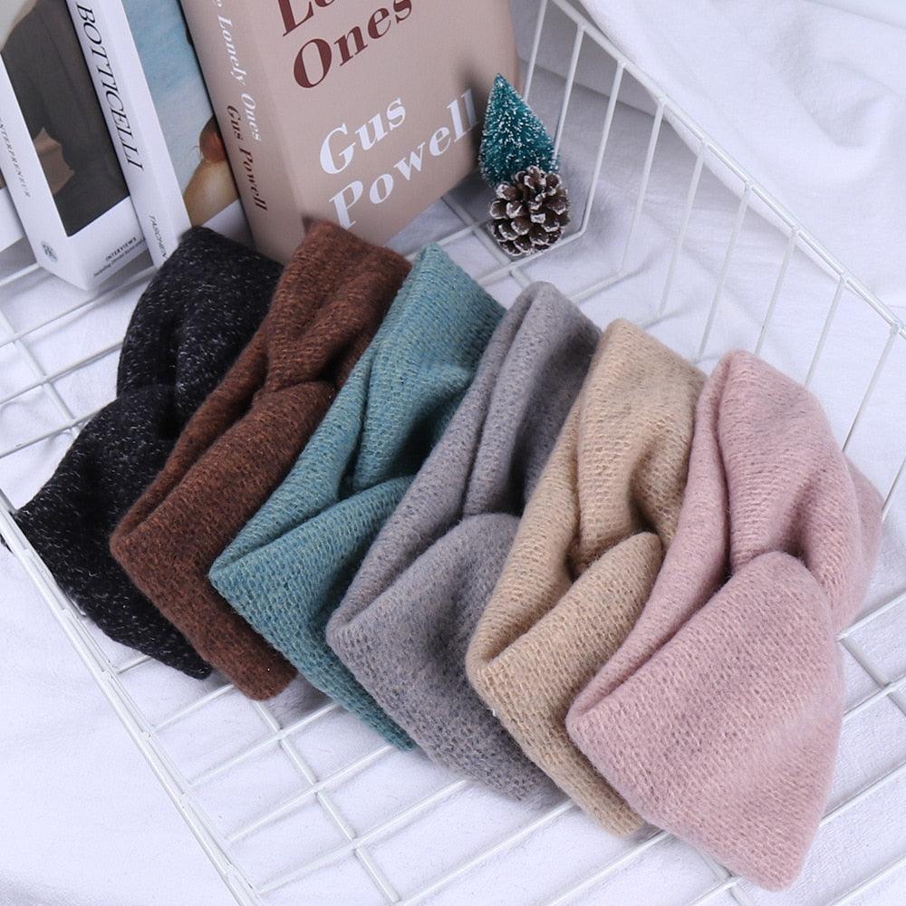 Woolen Cross Cross Top Knot Elastic Hair Bands for Women Soft Solid Color Turban Headbands Women Girls Gorgeous Hair Accessories For Women